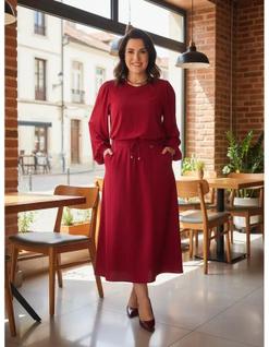 Blusa E Saia Midi Conjunto Elegante Chic Evangelica Cristã