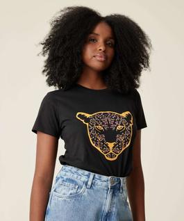 Blusa Feminina Animal Print Manga Curta Marisa-16200