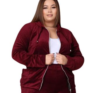 Blusa Feminina Aveludada Plush Capuz Bolso Outono Inverno Frio