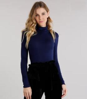 Blusa feminina cacharrel manga longa e gola alta