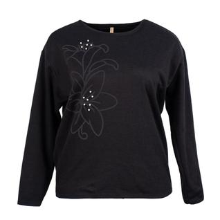 Blusa Feminina Cativa Plus Size Moletom com Pérolas Preto