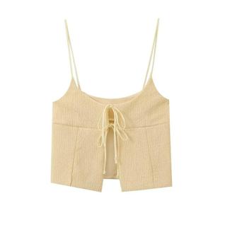 Blusa Feminina Chique com Alça Espaguete, Renda e Costura Aberta - Top Curto com Pregas