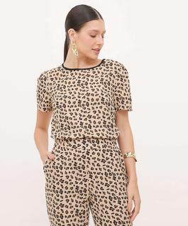 Blusa Feminina Estampa Animal Print Manga Curta Marisa-66014