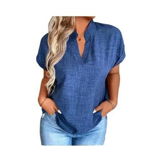 Blusa Feminina plus Size 1XL-5XL Com Decote Em V E Manga Morcego, Camisa Elegante De Manga