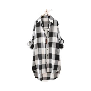 Blusa Feminina plus Size Vintage Com Listras E Xadrez, Manga Longa, Leve Para Viagem, Esti
