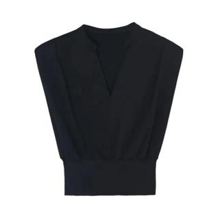 Blusa Feminina Preta Com Decote Em V Sem Mangas, Top Cropped Casual De Verão, Camisa Elega