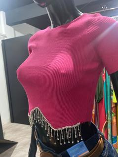 Blusa franja strass