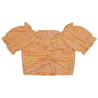 Blusa Juvenil Look Jeans Cropped Xadrez