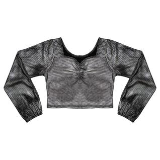 Blusa Juvenil Look Jeans Malha Metalizada