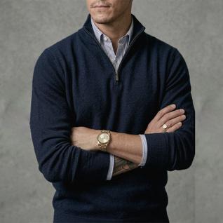 Blusa Suéter Meio Zíper com Gola Alta Masculino Manga Longa Inverno Outono Diversas Cores