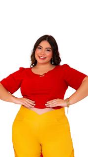 Blusa viscolinho cropped malka