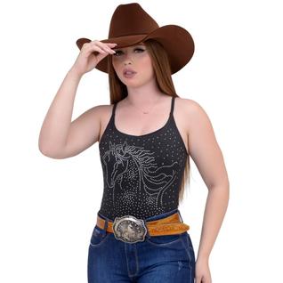 Body Country De Alcinha Com Brilho Cavalo Em Strass Rodeio