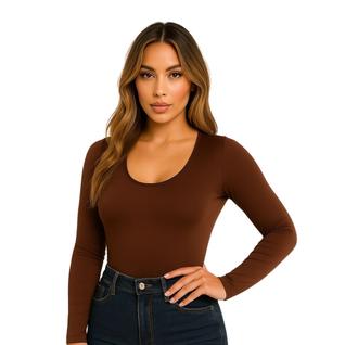 Body feminino Manga Longa segunda pele gola u cores inverno