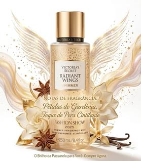 Body Splash Victorias Secret Radiant Wings Shimmer 250ml Perfume Feminino, Original, Ediçã
