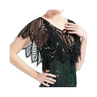 Bolero Feminino Preto De Renda Com Lantejoulas Para O Verão - Capa Curta Elegante E Brilha