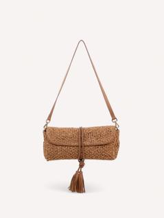 Bolsa Clutch Tricô Couro - Caramelo