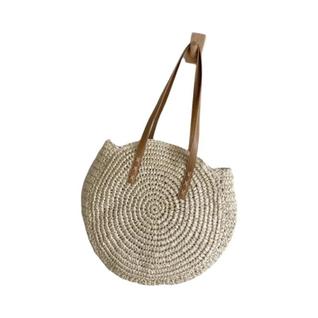 Bolsa de Praia de Palha Grande para Verão - Tote Simples e Vazada para Mulheres