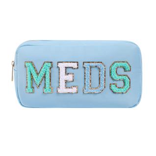 Bolsa de remédios personalizada em chenille Letter Patch, linda bolsa de maquiagem de viag