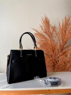 Bolsa Feminina Tote Estruturada Com Alça Transversal Preta