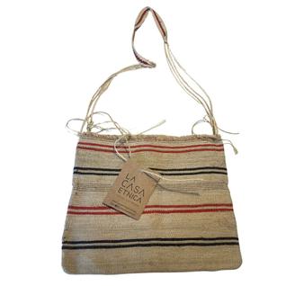 Bolsa Garabatá Arte Campo Natural Listras Horizontais Telha e Preto