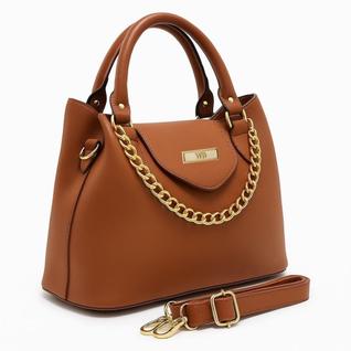 Bolsa Média Feminina Detalhes De Corrente Com Alça Transversal E Divisórias