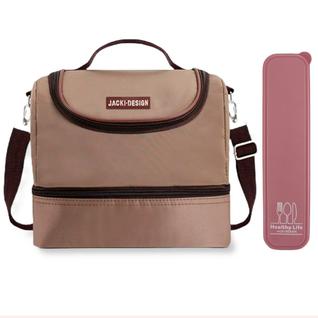 Bolsa Térmica Lancheira Necessaire Marmita e Porta Talher Lanches Bebidas 2 Compartimentos