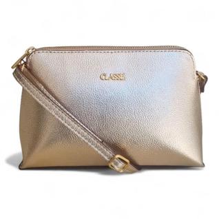 Bolsa Transversal Feminina Couro Legítimo Classe Couro Compacta, Prática 2136