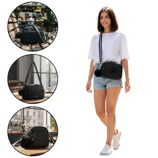 Bolsa Transversal Feminina Rebecca Bonbon Preta Clio Style Alça Ajustável 2026