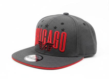 Boné Snapback Chicago Bordado Vermelho Cinza Mescla Aba Reta Streetwear Premium Ajustável 