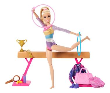 Boneca Barbie Profissões Loira Conjunto Ginasta HRG52 Mattel