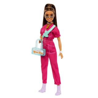 Boneca Fashion Barbie Macacão Rosa Trendy com Cachorrinho