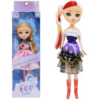 Boneca Fer Festa Looks de Arrasar com Vestido  Boneca Infantil com Vestidos Sortidos na Ca
