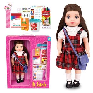 Boneca IT Girl Grande Acessórios Estudante Escolar Infantil
