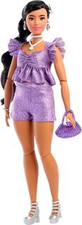 Boneca moderna Barbie Deluxe Style 8 Roupa roxa metálica
