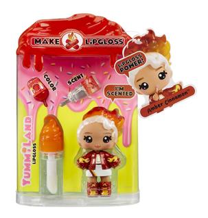 Boneca Yummiland Amber Cinnamon com Kit de Brilho Labial DIY - Para Crianças a partir de 4