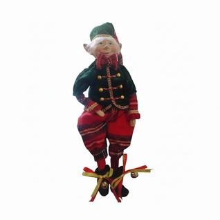Boneco Natalino Elfo Menino 45cm Rosto e Mão de Porcelana.