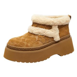 Bootie Coach Christina Shearling Tobacco Suede Women 8US