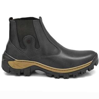Bota de Trabalho em Couro Legítimo  Solado Resistente, Fácil de Calçar, Super Durável