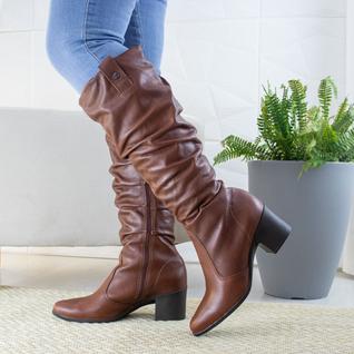 Bota Feminina Bottero em Couro Legítimo Cano Longo e Salto Confortável 346920 Tamanho:37Co