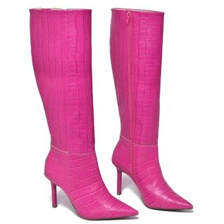 Bota Feminina Croco Cano Alto Salto Fino Via Marte Novidade