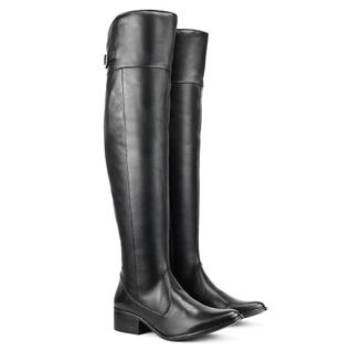 Bota Feminina Montaria Cano Alto Couro Legítimo Over The Knee Bico FIno Confortável Pronta