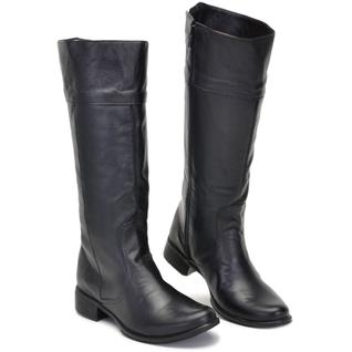 Bota Feminina Montaria Rodeio Cano Longo Couro Legitimo Salto Curto