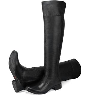 Bota Feminina Over The Knee Em Couro Super Alta Cano Longo