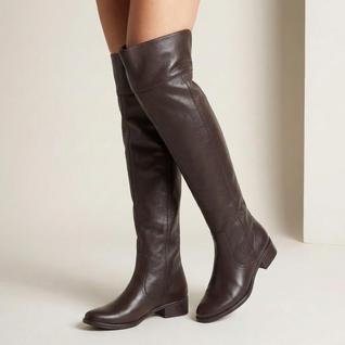 Bota Feminina Over The Knee Montaria Acima Do Joelho Salto Baixo Couro Legitimo