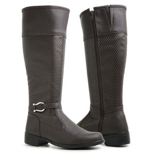 Bota Montaria Feminina Cano Longo Salto Baixo Com Ziper Lateral Bico Redondo Confortável e