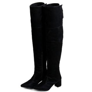 Bota Ouver The-knee Feminina Cano Alto Couro Legitimo Camurça