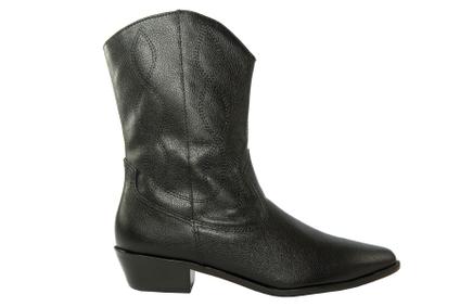 Botinha Feminina Western Cano Médio em Couro Preto - Cód 62503