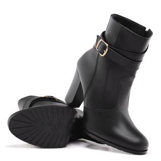 Botinha Salto Ankle Boot Detalhe Fivela Fechamento Em Ziper