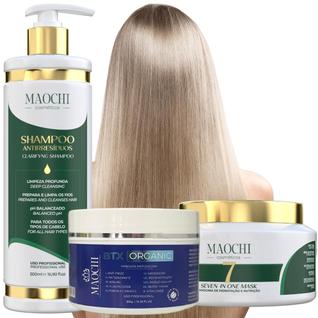 Botox Alisador Capilar Organico 10em1 Matizador Profissional e Shampoo Pré Antirresíduo e 