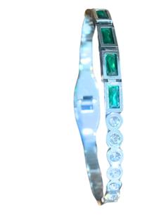 Bracelete Pandora Safira Zircônia Aço Cirúrgico - Brilho e Glamour